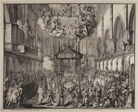 KG 06513
<br/>
Begrafenis Mary Stuart in Westminster Abbey, 1695
<br/>
<em>Hooghe, Romeyn de (1645-1708)</em>